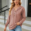 Women Sweatshirts V Neck Button Loose Hoodie Pullover
