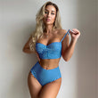 Women's High Waist Bikini Swimwear Plaid Swimsuit Beachwear