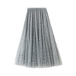 Women Sparkling Star Swing Sequin Tulle Long Skirt