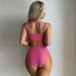 Women's High Waist Bikini Swimwear Plaid Swimsuit Beachwear