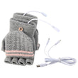 USB Heated Gloves Mitten Winter Hands Warm Knitting  Gloves