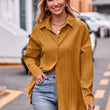 Women Long Sleeve Solid Color Loose  Blouse