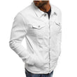 Men Cotton Denim Casual Solid Color Lapel Single Breasted Jacket