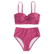 Women's High Waist Bikini Swimwear Plaid Swimsuit Beachwear