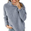 Women Fleece Turtleneck Long Sleeve Winter Solid Color Pullover