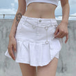 Women Pleated Ruffle Denim Skirt