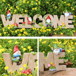 Gnome Welcome Sign Resin Decor