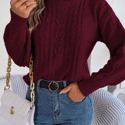 Women Knitted High Neck Sweater Pullover