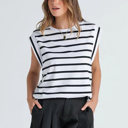 Women Summer Top Basic Tee Shirts Casual Stripe Top