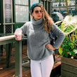 Women Fleece Turtleneck Long Sleeve Winter Solid Color Pullover