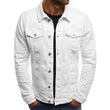 Men Cotton Denim Casual Solid Color Lapel Single Breasted Jacket
