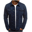 Men Cotton Denim Casual Solid Color Lapel Single Breasted Jacket