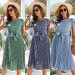 Women Round Neck Print Short Sleeves Dress