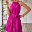 Women Halter Sleeveless Pleated Dress