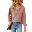 Women Sweatshirts V Neck Button Loose Hoodie Pullover