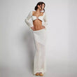 Women's Hollow Crochet Knit 2 Piece Skirt Set