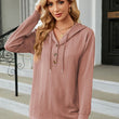 Women Sweatshirts V Neck Button Loose Hoodie Pullover