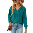Women Sweatshirts V Neck Button Loose Hoodie Pullover