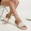 Women Round-toe Lace Rope Bandage Sandals