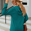 Women Sweatshirts V Neck Button Loose Hoodie Pullover