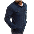 Men Cotton Denim Casual Solid Color Lapel Single Breasted Jacket