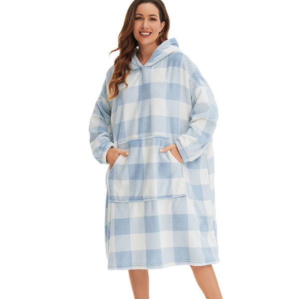 Fleece Warm Hooded Wearable Blanket