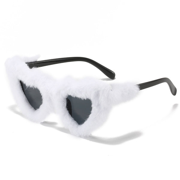 Heart Frame Party Glasses Women Fluffy Cat Eye Sun Glasses