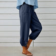 Women Elastic High Waist Loose Casual Pants with Pockets