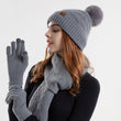 Set of 3pcs Women Knitted Warm Fleece Hat Knitted Scarf Touch Screen Gloves Set