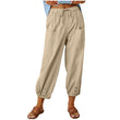 Women Elastic High Waist Loose Casual Pants with Pockets