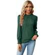 Long Sleeve Blouses Women Frill Mock Neck Shirt