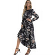 Women's Autumn Long Sleeve Floral Print Swing Maxi Dress