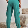 Womens Solid Drawstring Elastic Waist Pants with Pockets