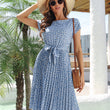 Women Round Neck Print Short Sleeves Dress