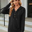 Women Sweatshirts V Neck Button Loose Hoodie Pullover