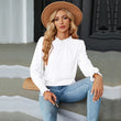 Long Sleeve Blouses Women Frill Mock Neck Shirt