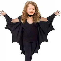 Black Halloween Party Bat Wings Shawl with Eye Mask Hair Clips