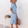 Women Blue Shirt Dress Maxi Dress