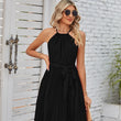 Women Halter Sleeveless Pleated Dress