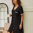 Womens V-Neck Button Down Short Sleeve Nightgown