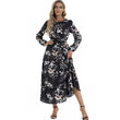 Women's Autumn Long Sleeve Floral Print Swing Maxi Dress