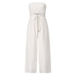 Women Off Shoulder Elegant Rompers Wide Leg Long Pants with Belt