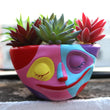 Colorful Face Pattern Resin Flowerpot