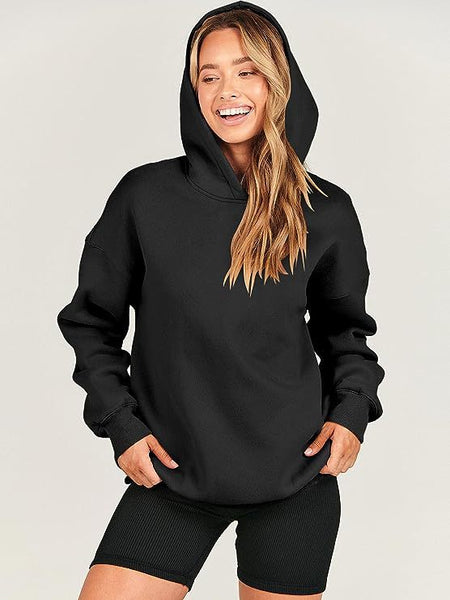 Women Solid Color Hoodie Pullover