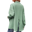 Women Long Sleeve Solid Color Loose  Blouse
