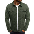 Men Cotton Denim Casual Solid Color Lapel Single Breasted Jacket