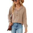 Women Sweatshirts V Neck Button Loose Hoodie Pullover
