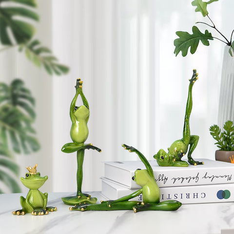 Mini Resin Yoga Frog Ornament Yoga Pose Frog Statue
