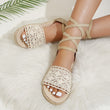 Women Round-toe Lace Rope Bandage Sandals