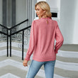 Long Sleeve Blouses Women Frill Mock Neck Shirt